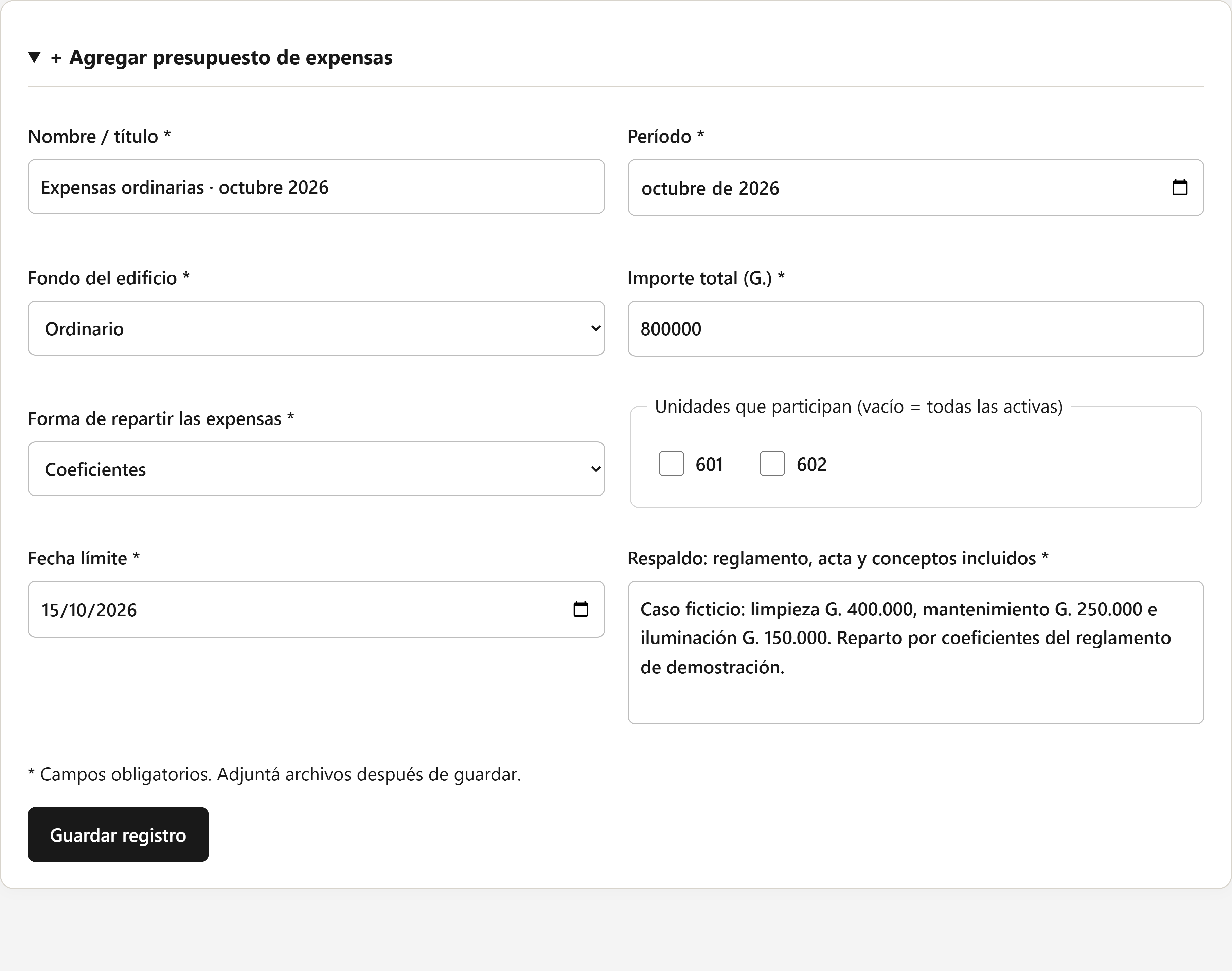 Captura real: Un presupuesto explicable antes de cobrar.