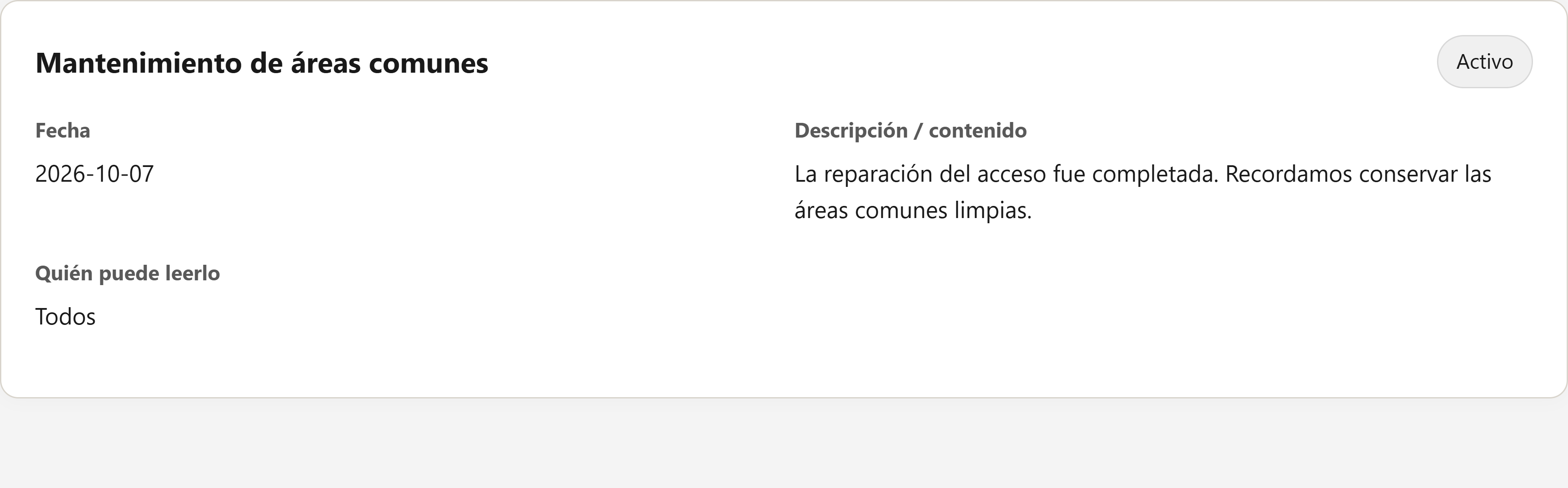 Captura real: La información general llega a la vista del usuario.