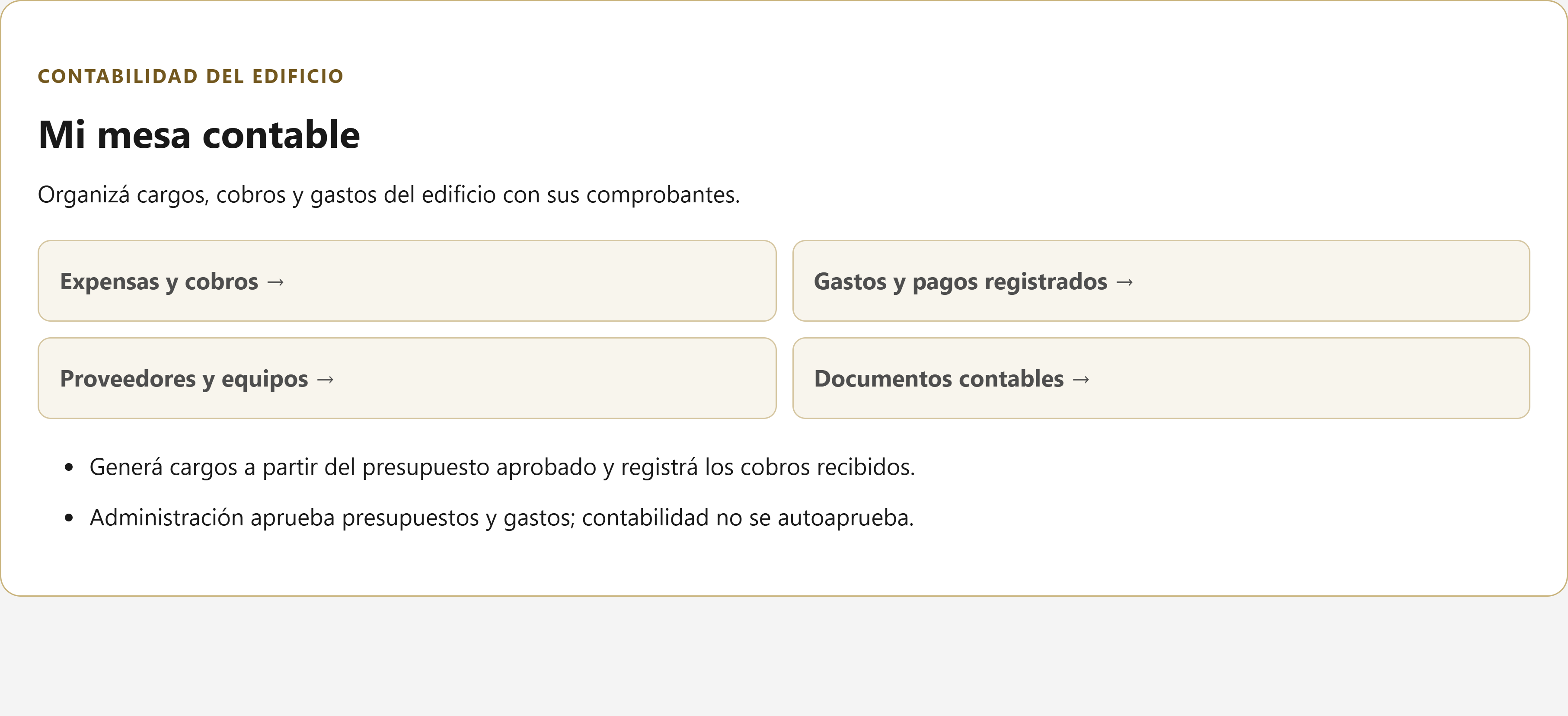 Captura real de la vista de Contabilidad en el módulo de edificios con datos de demostración
