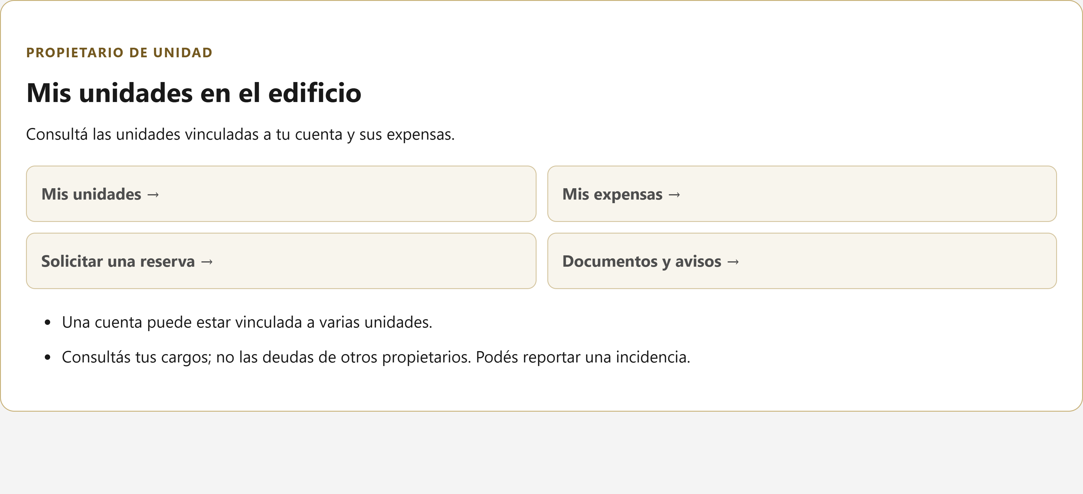 Captura real de la vista de Propietario en el módulo de edificios con datos de demostración